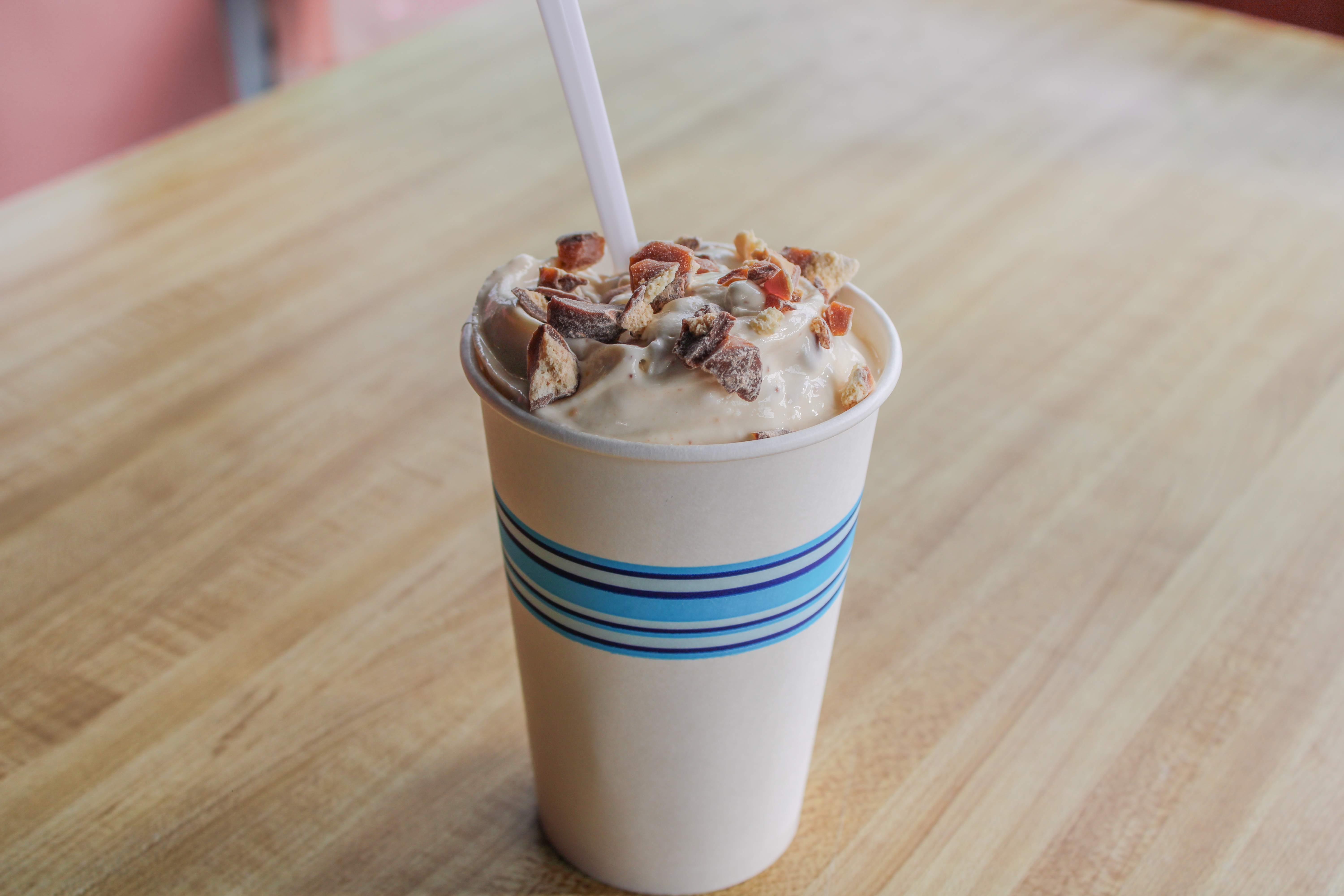 Candy topped frozen dessert