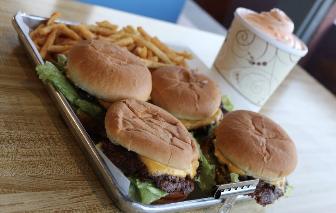 Burgers fries and ice cream