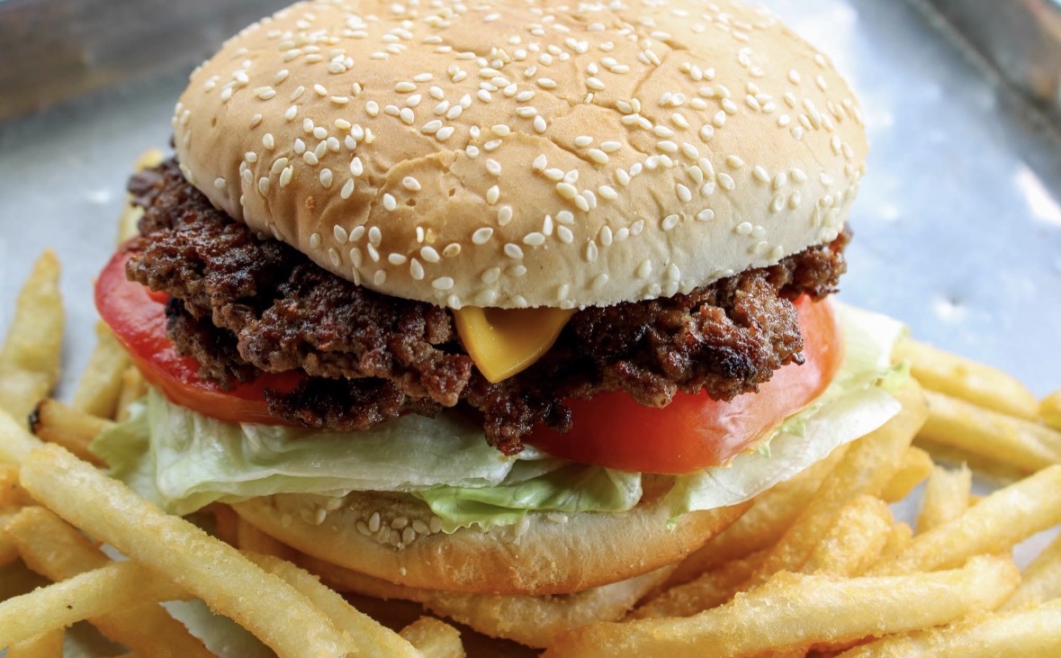 Large Burger King burger with fries